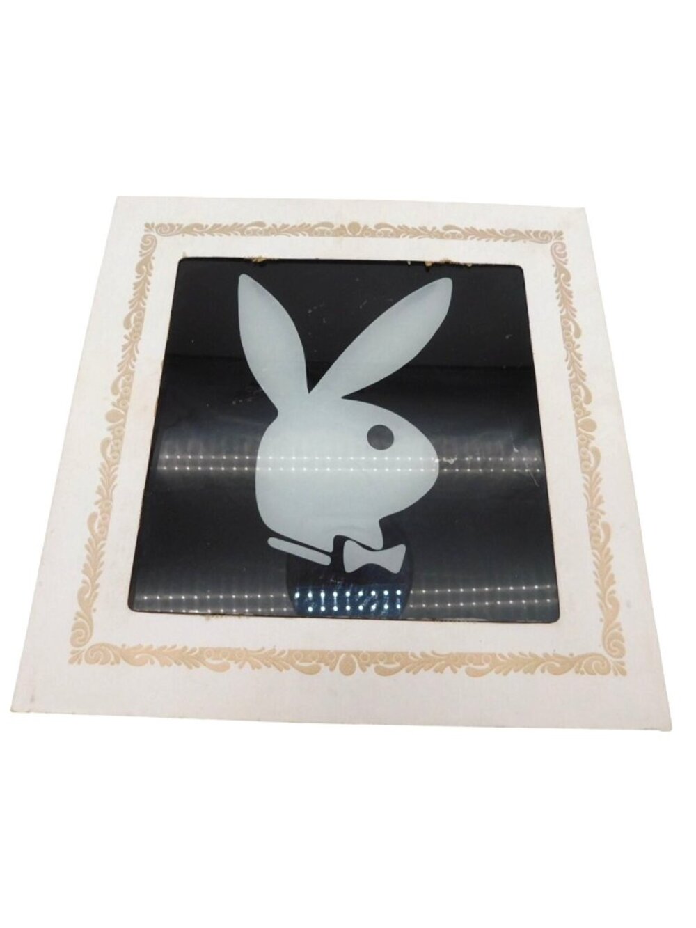 Vintage Carnival Prize Playboy Bunny Logo Mirror / Glass Pane Decoration 1980s